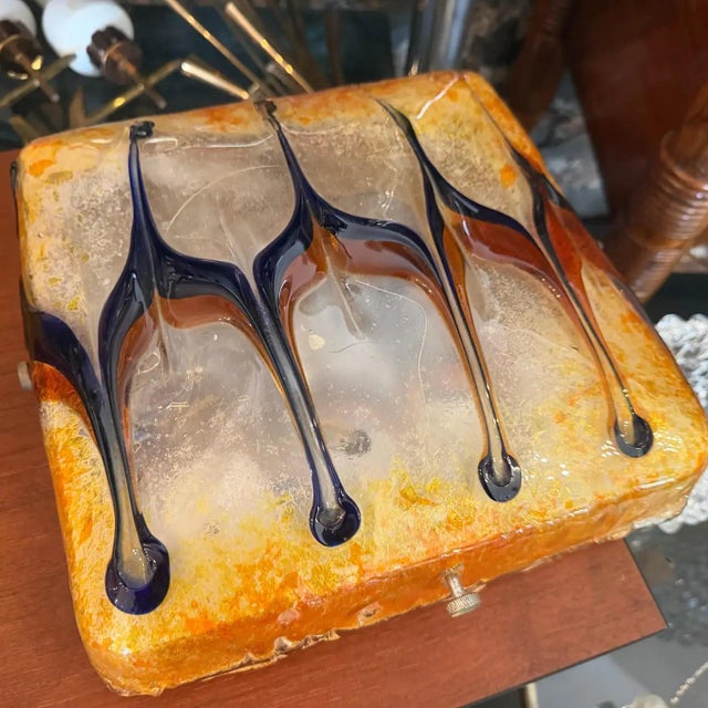 1960s Mid-Century Modern Orange and Blue Ceiling Light by Nason for Mazzega For Sale - Image 11 of 11