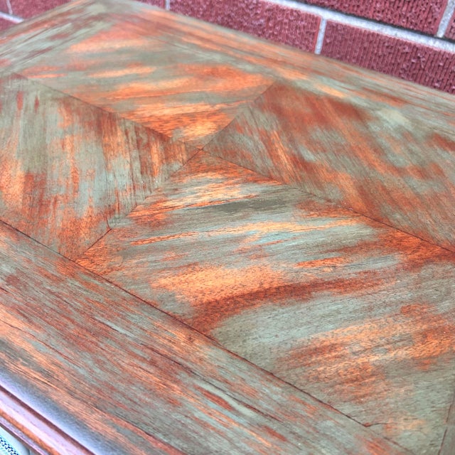 Late 20th Century Vintage Southwestern Side Table in Natural Wood and Green For Sale - Image 5 of 5