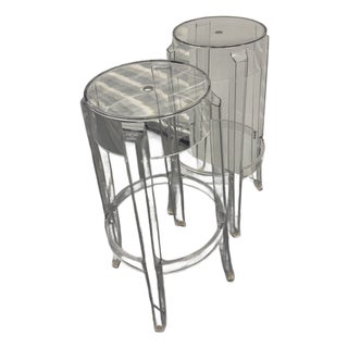 Charles Ghost Transparent Stool by Philippe Starck for Kartell, Set of 2 For Sale