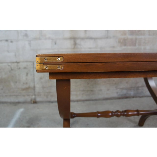 Italian Flip Top Walnut & Marquetry Inlay Square Coffee Table For Sale - Image 4 of 13