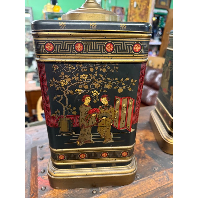 Red 1970s Tea Caddy Lamps a Pair Chinoisierie Vintage For Sale - Image 8 of 10