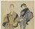 This is a 1954 Mid-Century fashion print that originally appeared in a French haute couture magazine that catered to the...