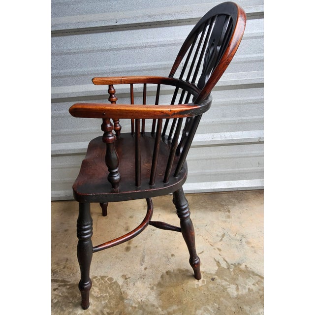 19th Century Handcrafted English Oak Windsor Armchair For Sale In Washington DC - Image 6 of 8