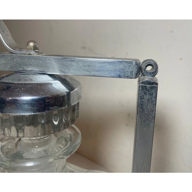 Vintage Mid Century Modern Glass Tantalus Decanter Scotch Rye Liquor Bottle Set - 3pcs For Sale - Image 10 of 13