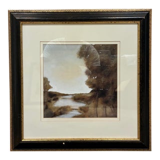 Trowbridge Framed River Landscape Print – Black & Gold Frame, 2001 For Sale
