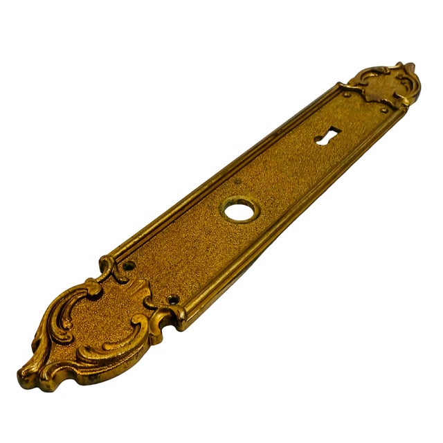 Pair of Vintage Parisian Louis XV Style Brass Door Backplates / Escutcheons For Sale - Image 4 of 9