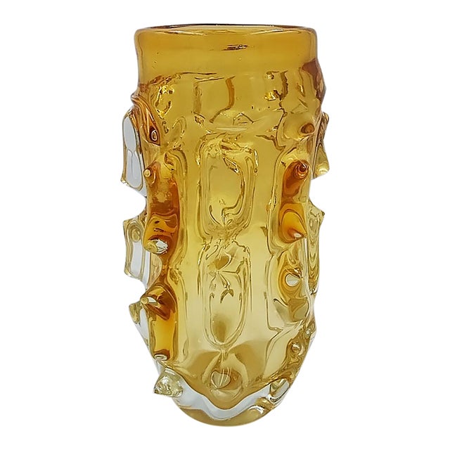 1960s Luxury Hancrafted Sculpture Vase in Glass Attributed to Jan Beranek for Skrdlovice . For Sale