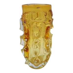 1960s Luxury Hancrafted Sculpture Vase in Glass Attributed to Jan Beranek for Skrdlovice .