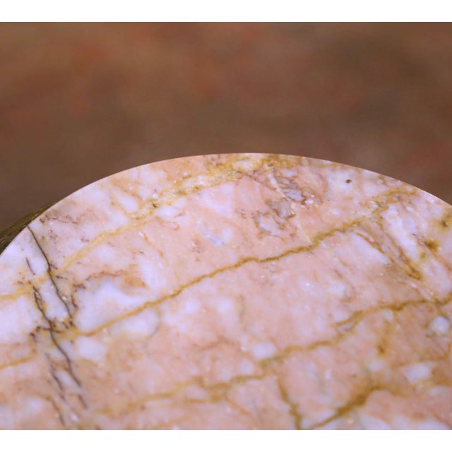 19th C. French Louis XV Gilt Guéridon Side Table With Marble Top and Cane Shelf For Sale In Dallas - Image 6 of 8