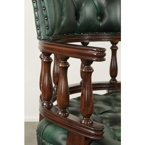 Chesterfield Desk Chairs in Green Flame-Patterned Cowhide Leather, Set of 2 For Sale - Image 13 of 16