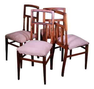 1900s English Aesthetic Movement Oak Wood Dining Chairs - Set of 4