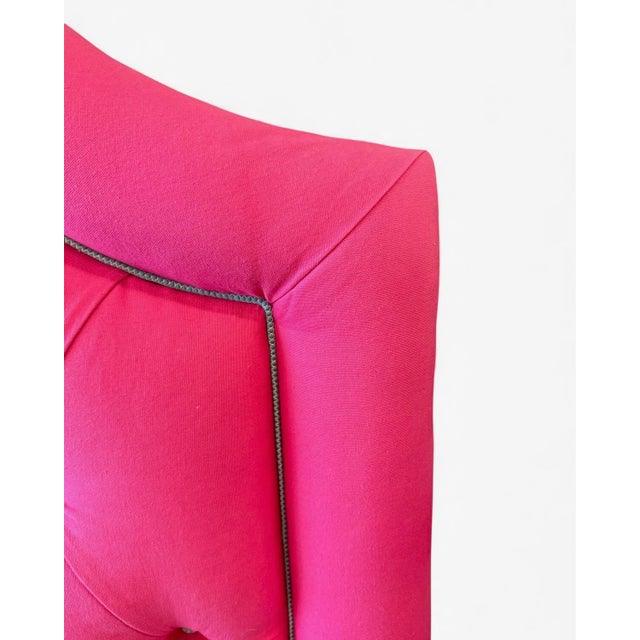 2020s Custom Made Raspberry Pink Tufted Queen Headboard For Sale - Image 5 of 7