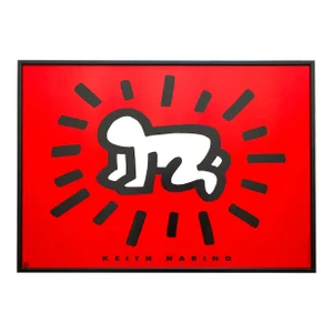 Keith Haring Estate Vintage 1993 Lithograph Print Framed Pop Art Poster " Radiant Baby " 1990