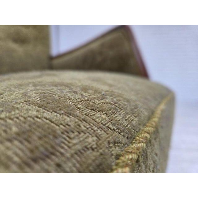 Danish Armchair in Green Velour and Ash, 1960s For Sale - Image 12 of 16