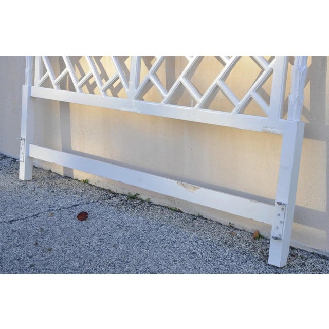 Vintage Hollywood Regency Faux Bois Bamboo Fretwork Tall Post King Bed Headboard For Sale - Image 10 of 11