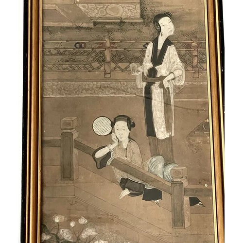Framed Antique Late 18th Early 19th Century Chinese Gouache and Ink on Paper For Sale - Image 4 of 8