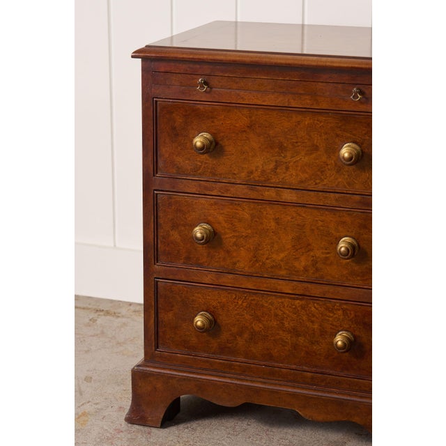 Wood Pair of Georgian Style Burl Bedside Chests For Sale - Image 7 of 13