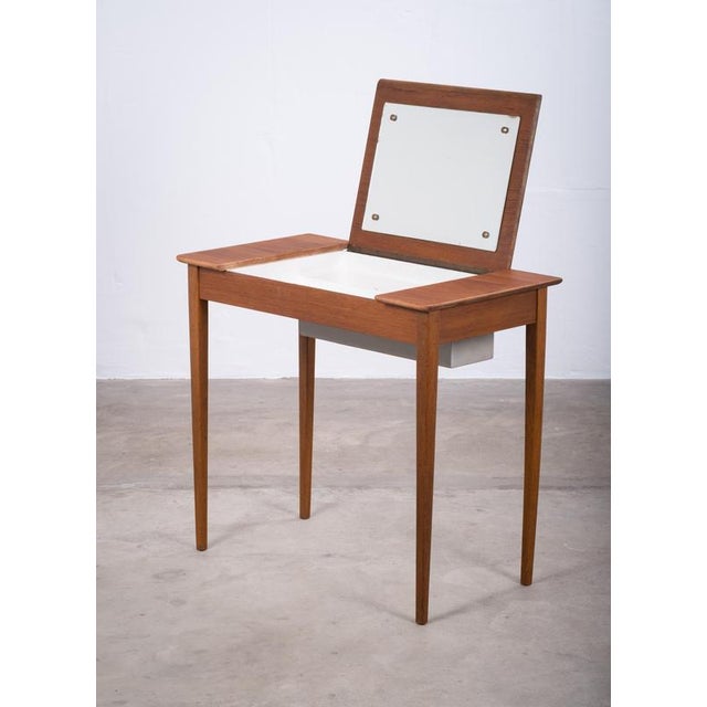 Danish Modern Teak Vanity Table with Mirror, 1960s For Sale - Image 3 of 13