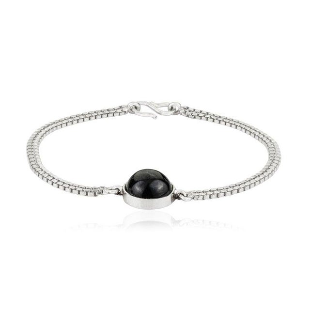 Art Deco Boho 4.9 Carats Round Cut Black Star Unisex Chain Bracelet in 925 Silver For Sale - Image 3 of 15