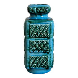 Ceramic Vase With Relief Geometric Pattern West Germany Mid-Century Modern 1970s