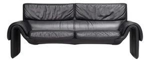 DS-2011 Two-Seat Sofa in Black Leather from De Sede