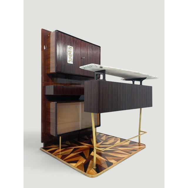 Mid-Century Italian Bar Cabinet with Stools attributed to Osvaldo Borsani, Set of 3 For Sale - Image 11 of 18