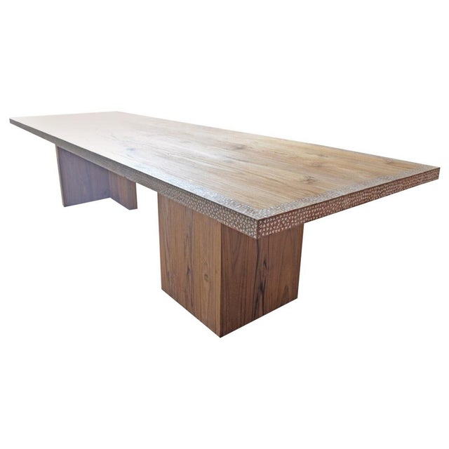 Andrianna Shamaris Shell Inlay Teak Wood Dining Table For Sale - Image 15 of 18