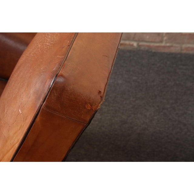 Pair of French Art Deco Leather Angled Back Club Chairs With Nailhead Decoration For Sale - Image 17 of 18