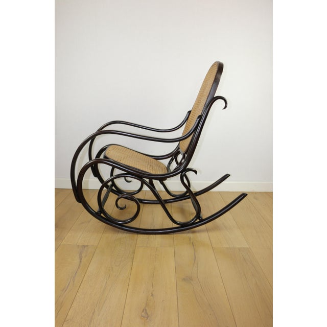 Brown Rocking Chair on Runners, 1970s For Sale - Image 4 of 12