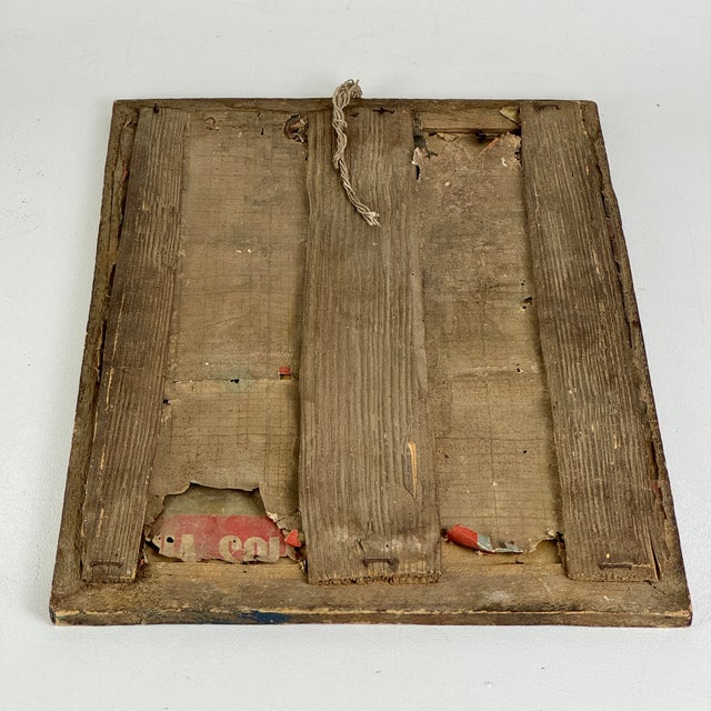 Wood Antique Primitive Distressed Wall Mirror in Wood Frame With Wiggly Design For Sale - Image 7 of 7