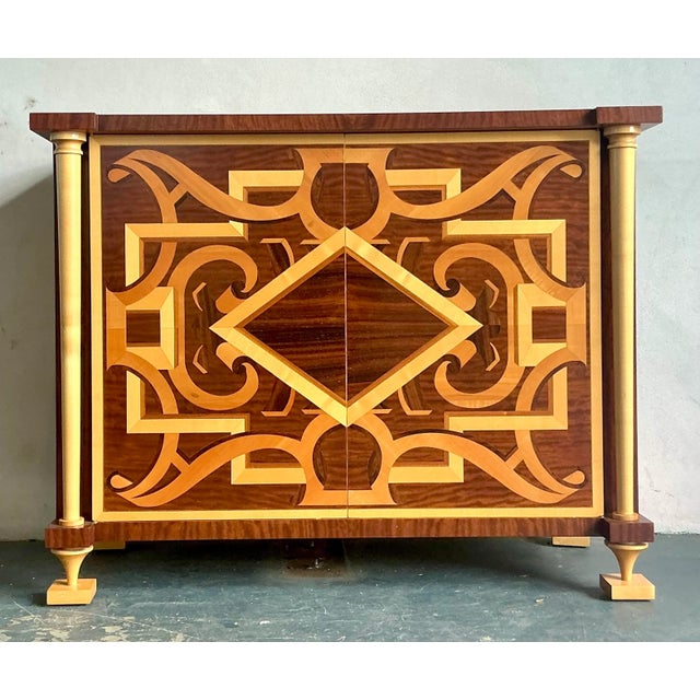 Late 20th Century Vintage Regency Andre Arbus for William Switzer Marquetry Cabinet For Sale - Image 5 of 10