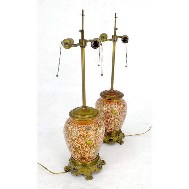 Satsuma Very Fine Enamel Decorated Satsuma Style Ceramic Bases Table Lamps For Sale - Image 4 of 14
