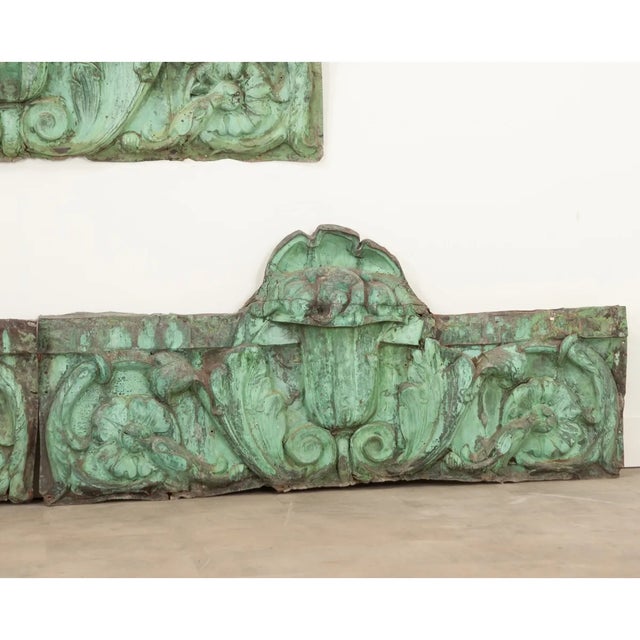 Green 19th Century Oxidized Copper Supraporte Panels - Set of 3 For Sale - Image 8 of 13