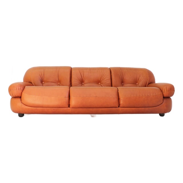 Vintage Italian Sapporo Sofa in Cognac Leather Mobil Girgi, 1970s For Sale