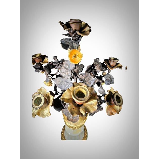 Gilt Bronze Vases with Flowers, 1860, Set of 2 For Sale - Image 12 of 18