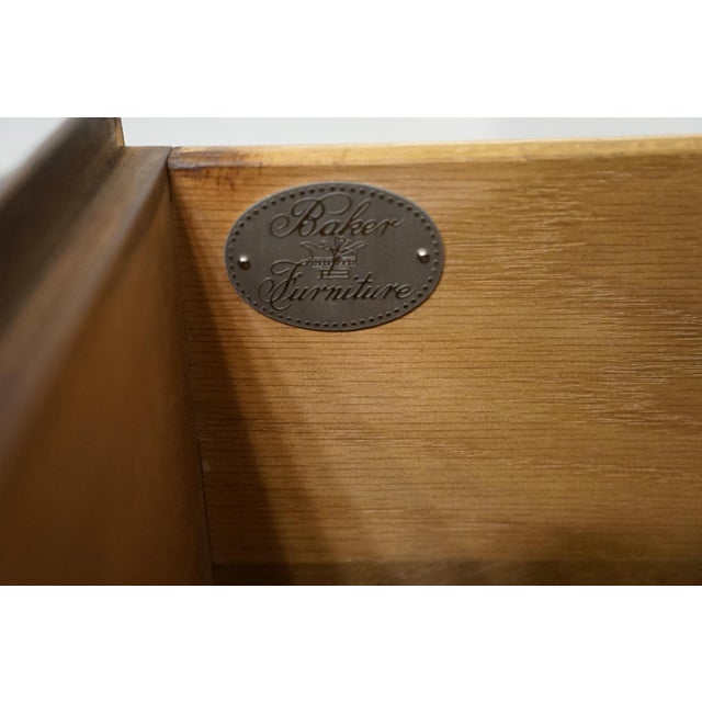 Brown Late 20th Century Baker Furniture Solid Burled Walnut Traditional Chippendale Style 30" Three Drawer Nightstand For Sale - Image 8 of 12