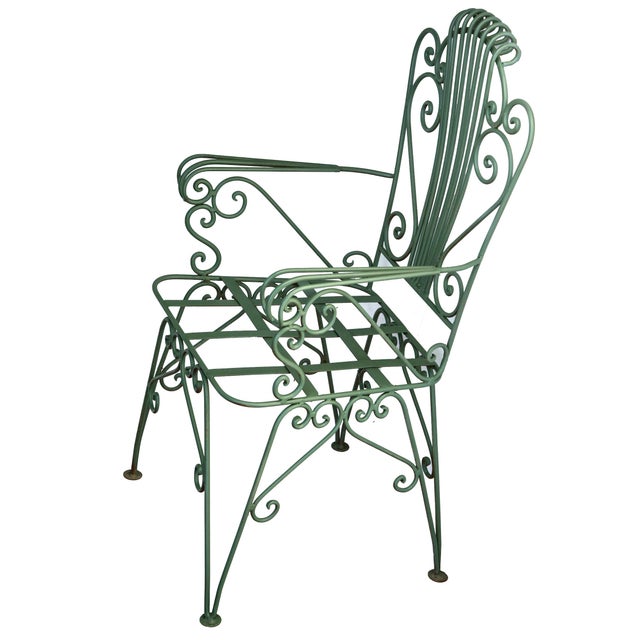 1950s Iron Garden Chairs in Moss Green - Set of 4 For Sale In Los Angeles - Image 6 of 11