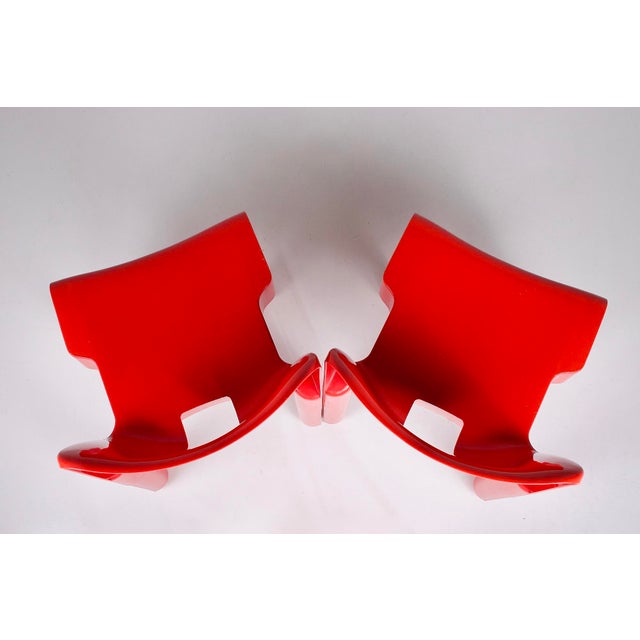 Plastic Vintage Red Universale Chairs by Joe Colombo for Kartell, 1979, Set of 2 For Sale - Image 7 of 13