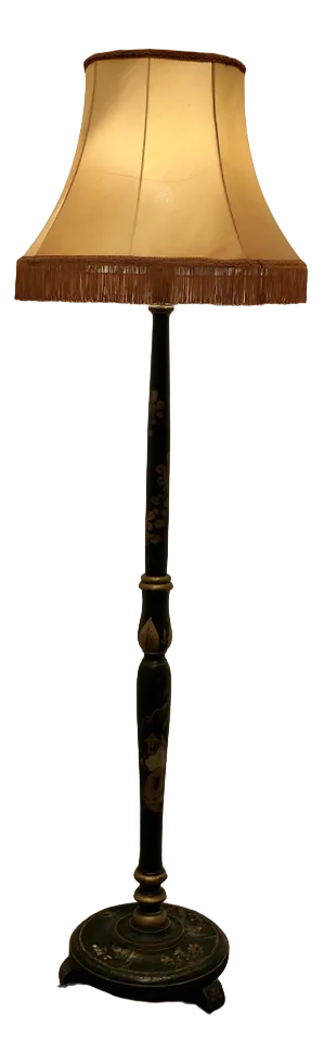 Black Lacquer and Gold Standard Lamp, 1920s