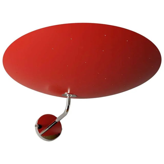 Not Yet Made - Made To Order Pierre Disderot Model #2059 Large Perforated Wall Lamp in Red and Chrome For Sale - Image 5 of 5