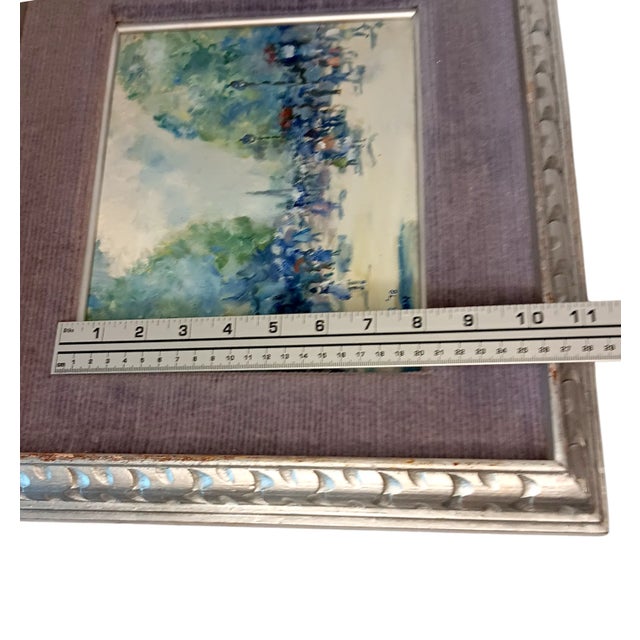 VTG Street Scene #2 Impressonist Painting Purple Velvet Matt Silver Frame 1978 For Sale - Image 15 of 15