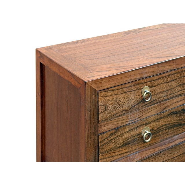 Wood 47" Brown Wood Grain Pattern Drawers Console Side Altar Table For Sale - Image 7 of 14