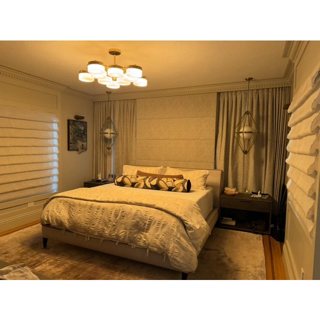 Mid-Century Modern Gio Ponti Inspired Brass Chandelier For Sale - Image 3 of 3