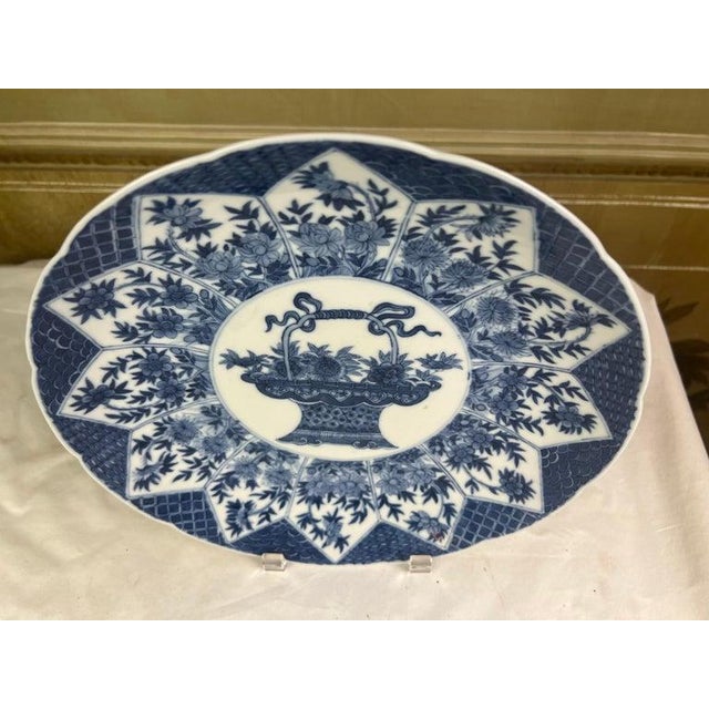 Qing Dynasty style under-glazed platter featuring a basket of flowers Beautifully hand painted Chinese porcelain with...