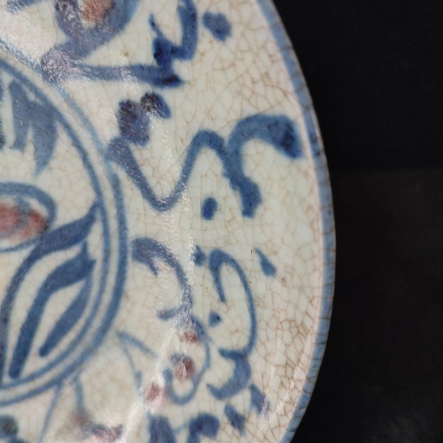 Chinese Ceramic Plate,Blue and White Porcelain Plate Hand Painted Floral Pattern For Sale - Image 10 of 11
