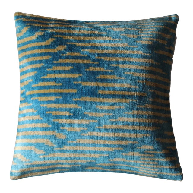 Blue Hand Made Turkish Pillow 16 X 16 For Sale