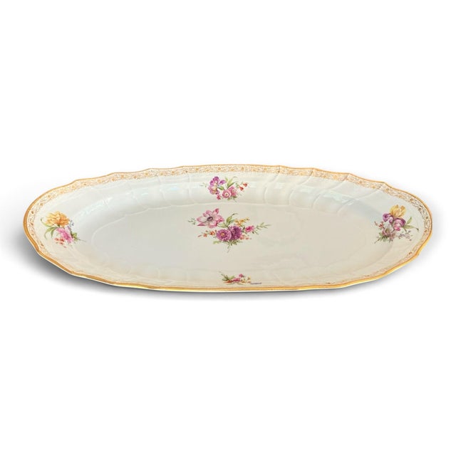 19th C. KPM Berlin Neuosier 25" Porcelain Floral Oval Serving Master Platter For Sale - Image 10 of 11