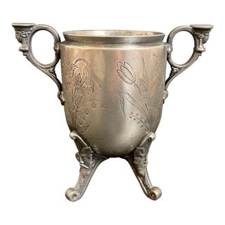 Antique Victorian Reed & Barton Footed Bowl With Northwind Face and Classical Figure Accents For Sale