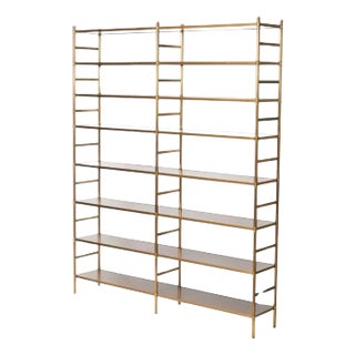 Monumental Regency Style Brass and Mahogany Etagere, Victoria & Sons For Sale