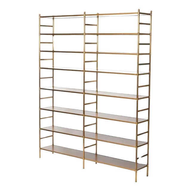 Monumental Regency Style Brass and Mahogany Etagere, Victoria & Sons For Sale